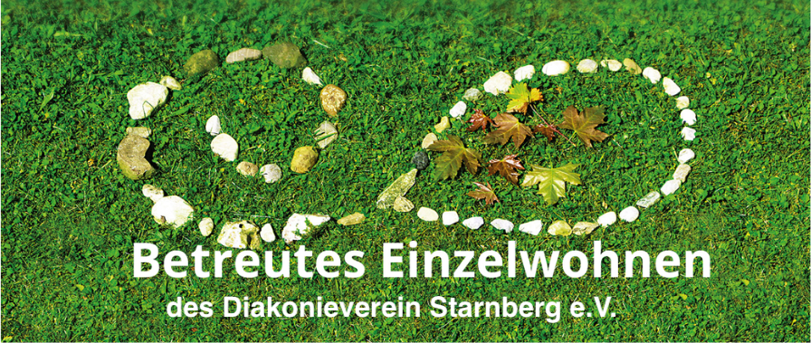 Herz und Kreis aus Steinen auf einer Wiese